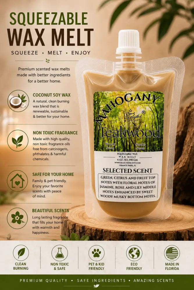 Mahogany teakwood squeezable wax melt