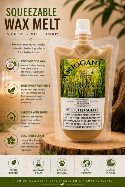 Mahogany teakwood squeezable wax melt