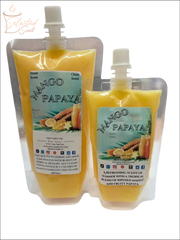 Selected Scent mango papaya all natural wax melts in resealable pouches with tropical fruit fragrance