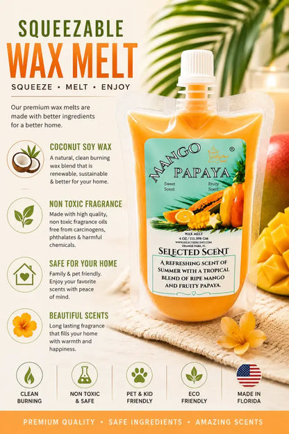 Mango papaya squeezable wax melt all natural melts