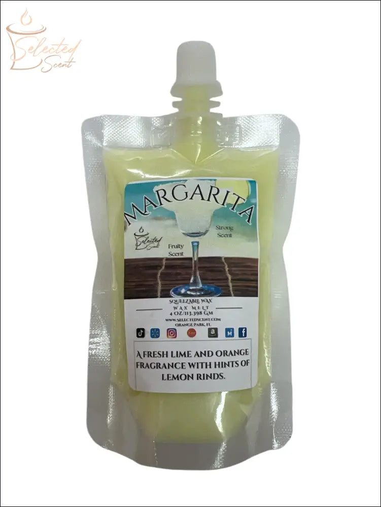 Selected Scent Margarita squeezable wax melt pouch with fresh lime orange and lemon rind fragrance