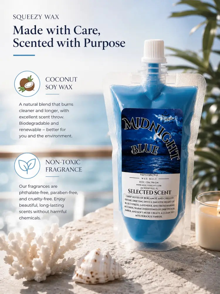 Midnight blue squeezable wax melts – bold sophisticated home fragrance by selected scent