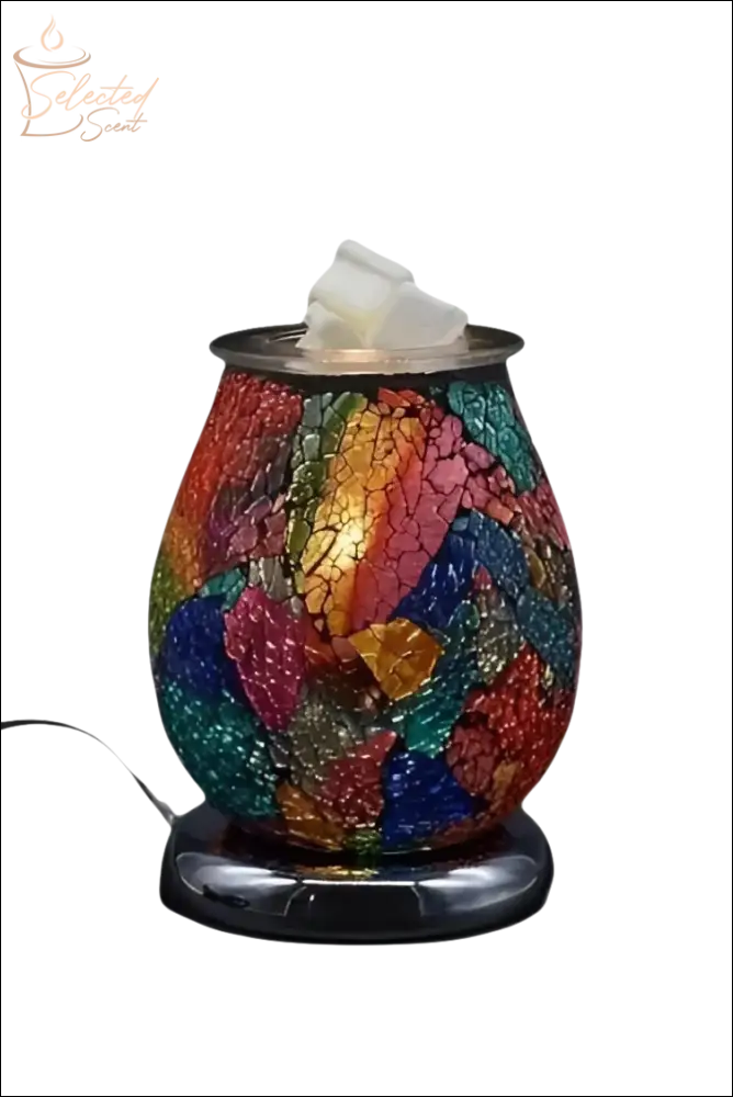 Selected Scent electric decorative warmer with colorful mosaic glass design and black base