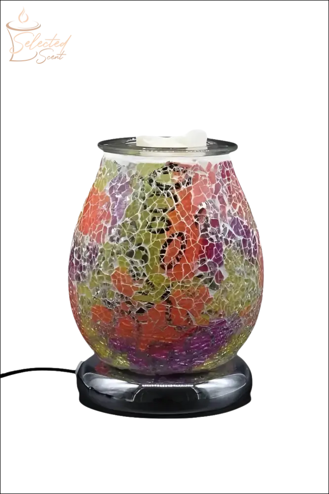 Selected Scent electric decorative warmer with colorful mosaic glass design and black base