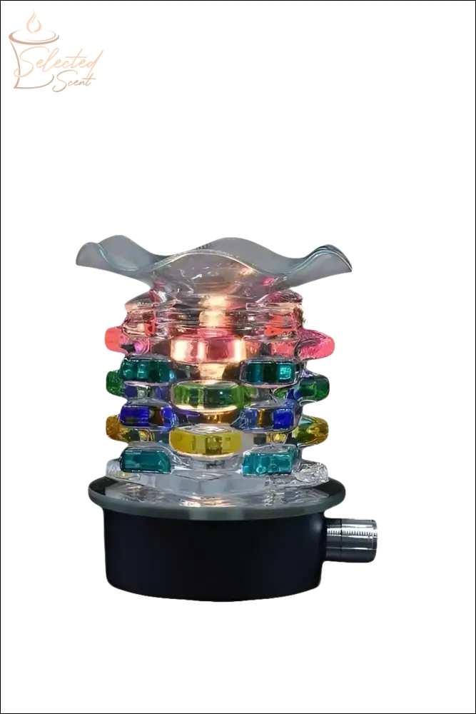 Selected Scent modern plug in wax melt warmer with colorful glass stacked design and black base