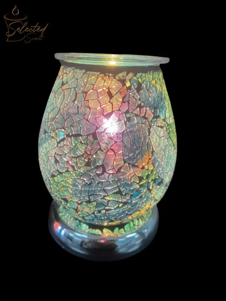 Selected Scent electric decorative warmer with cracked glass design and multicolor light effect