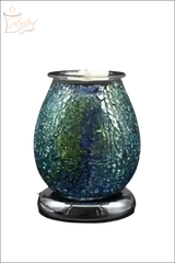 Selected Scent Electric Decorative Warmer with blue green mosaic glass and silver base