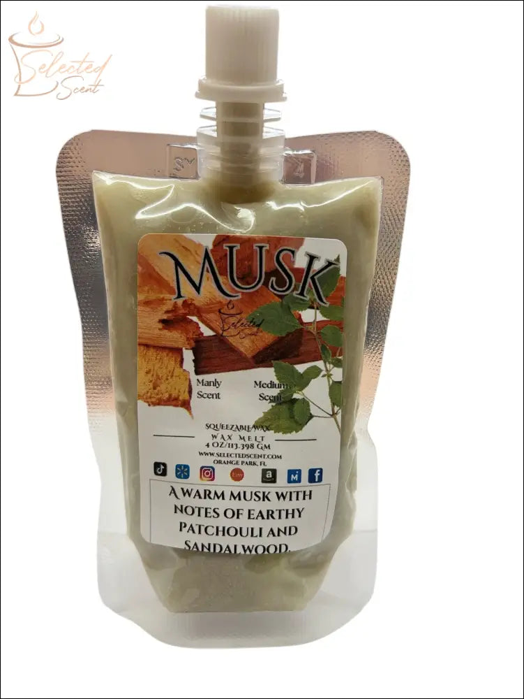 Selected Scent warm musk scent pouch with earthy patchouli sandalwood melt notes