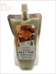 Selected Scent earthy patchouli sandalwood melt in a clear refill pouch with spout