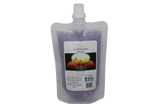 Selected Scent A Thousand Wishes wax melt refill pouch with purple wax and resealable cap