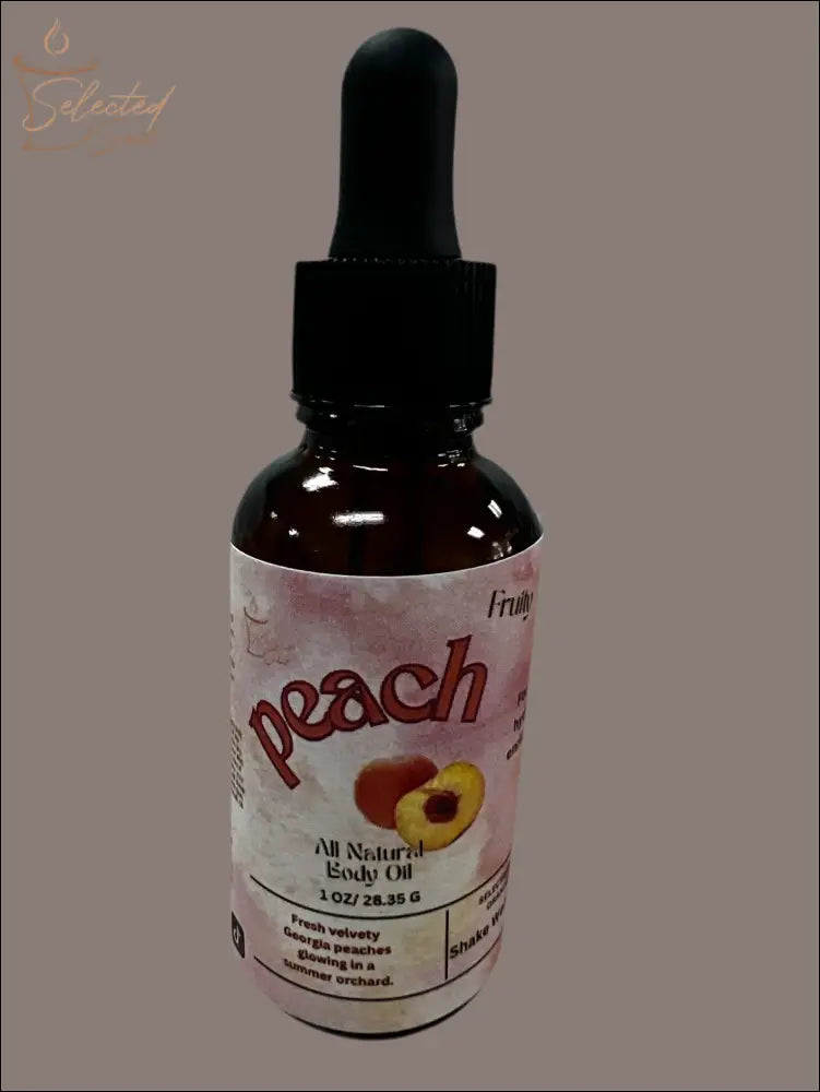 Selected Scent Peach All Natural Body Oil bottle for Hydrating And Protecting skin