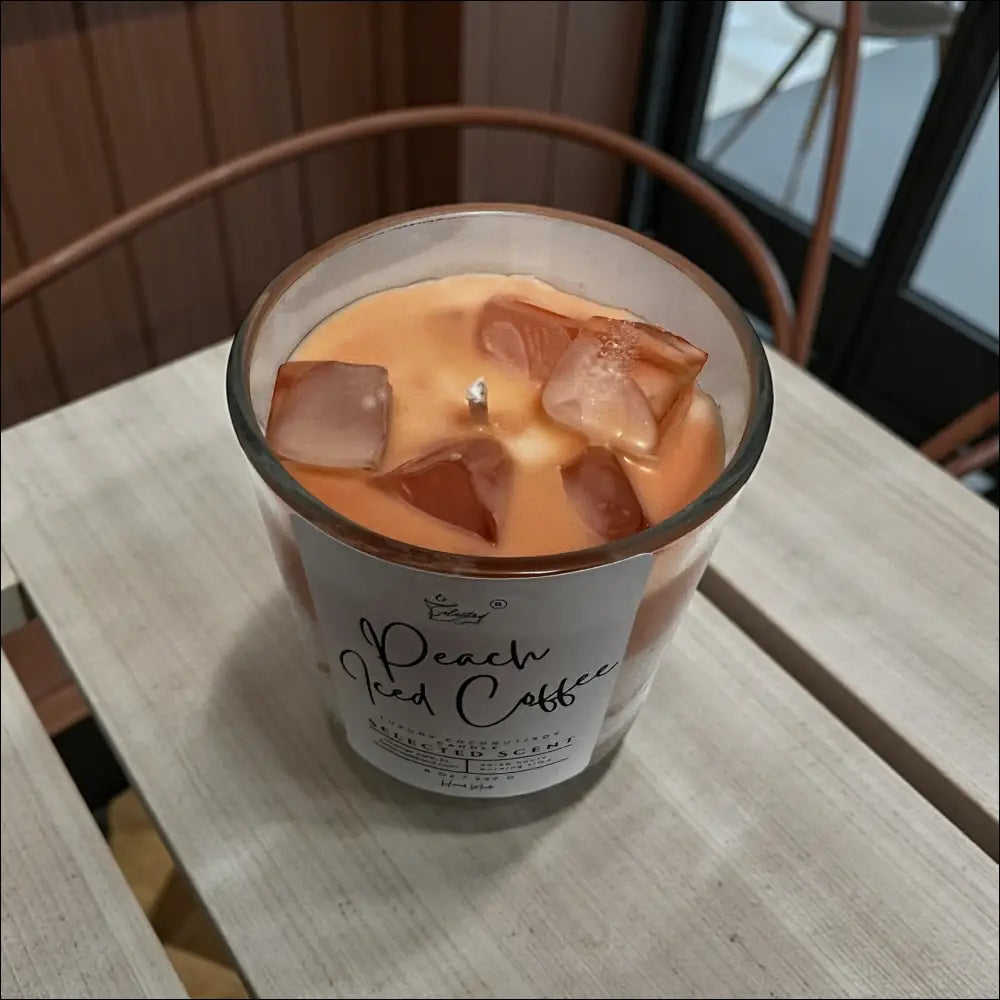 Peach iced coffee 8 ounce luxury candle long lasting scented