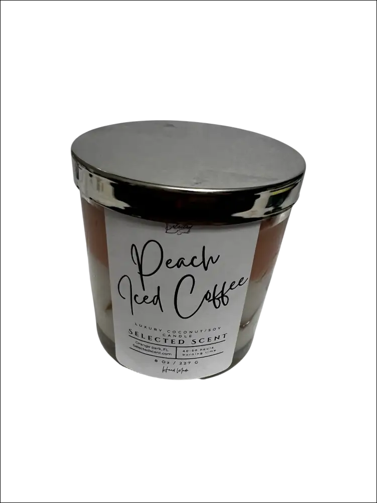 Peach iced coffee 8 ounce luxury candle long lasting scented