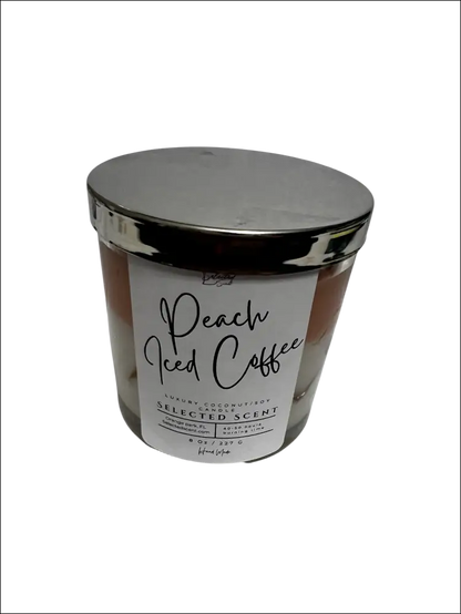 Peach iced coffee 8 ounce luxury candle long lasting scented
