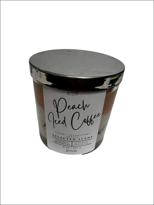 Peach iced coffee 8 ounce luxury candle long lasting scented