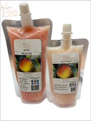 Selected Scent Just Peachy wax melts with long lasting fragrance in resealable pouch packaging