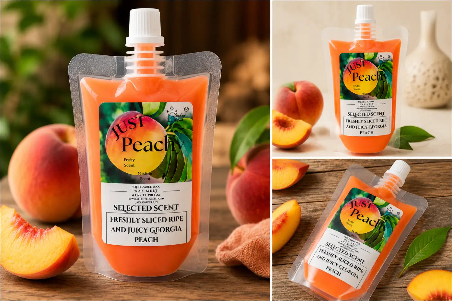 Just peachy squeezable wax melt long lasting fragrance