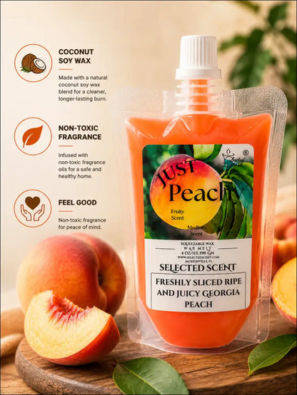 Just peachy squeezable wax melt long lasting fragrance