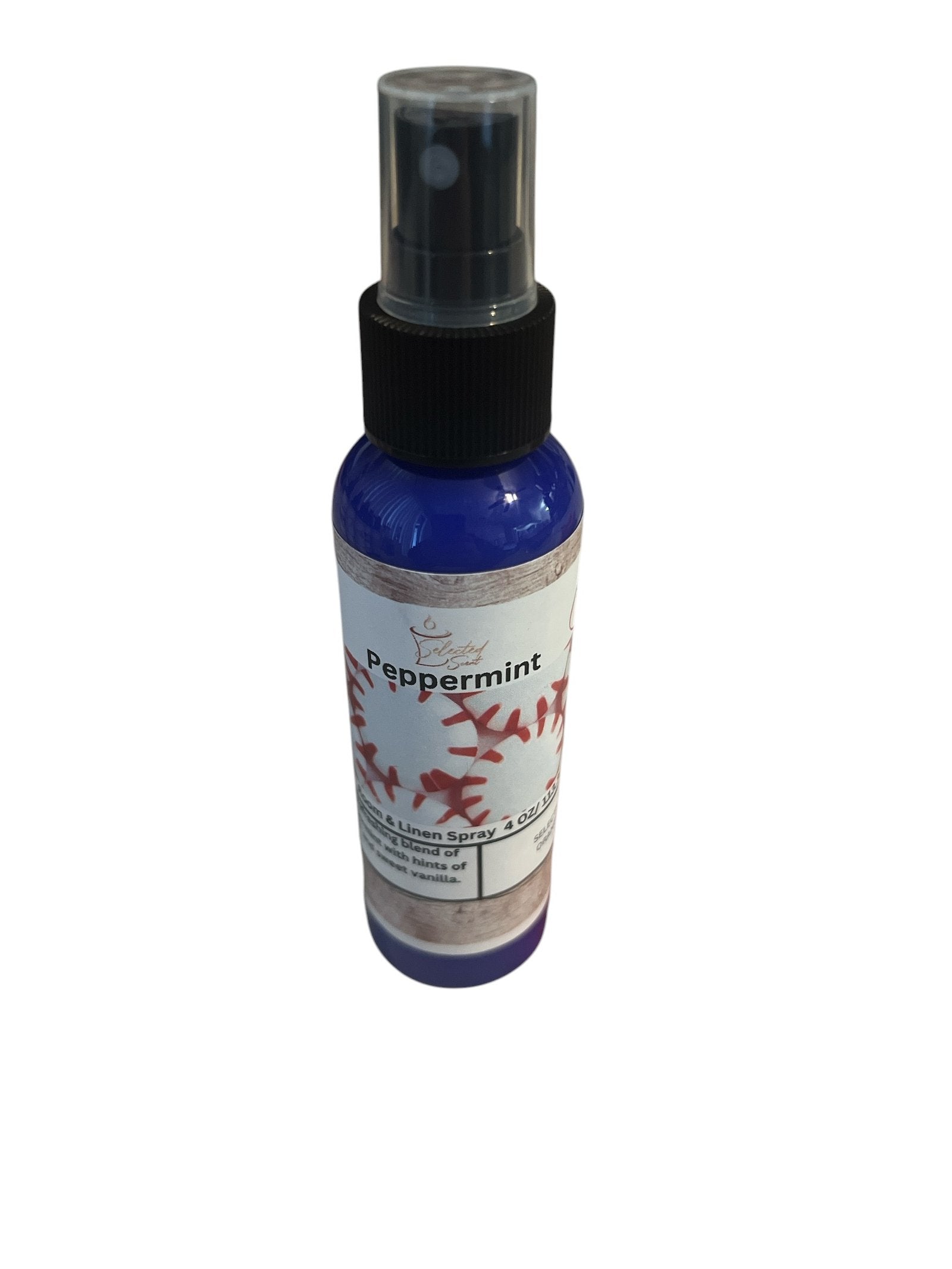 Selected Scent peppermint spray bottle for long lasting room fragrance in blue packaging