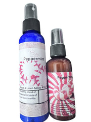 Selected Scent peppermint room and linen sprays in blue and brown bottles for long lasting room fragrance