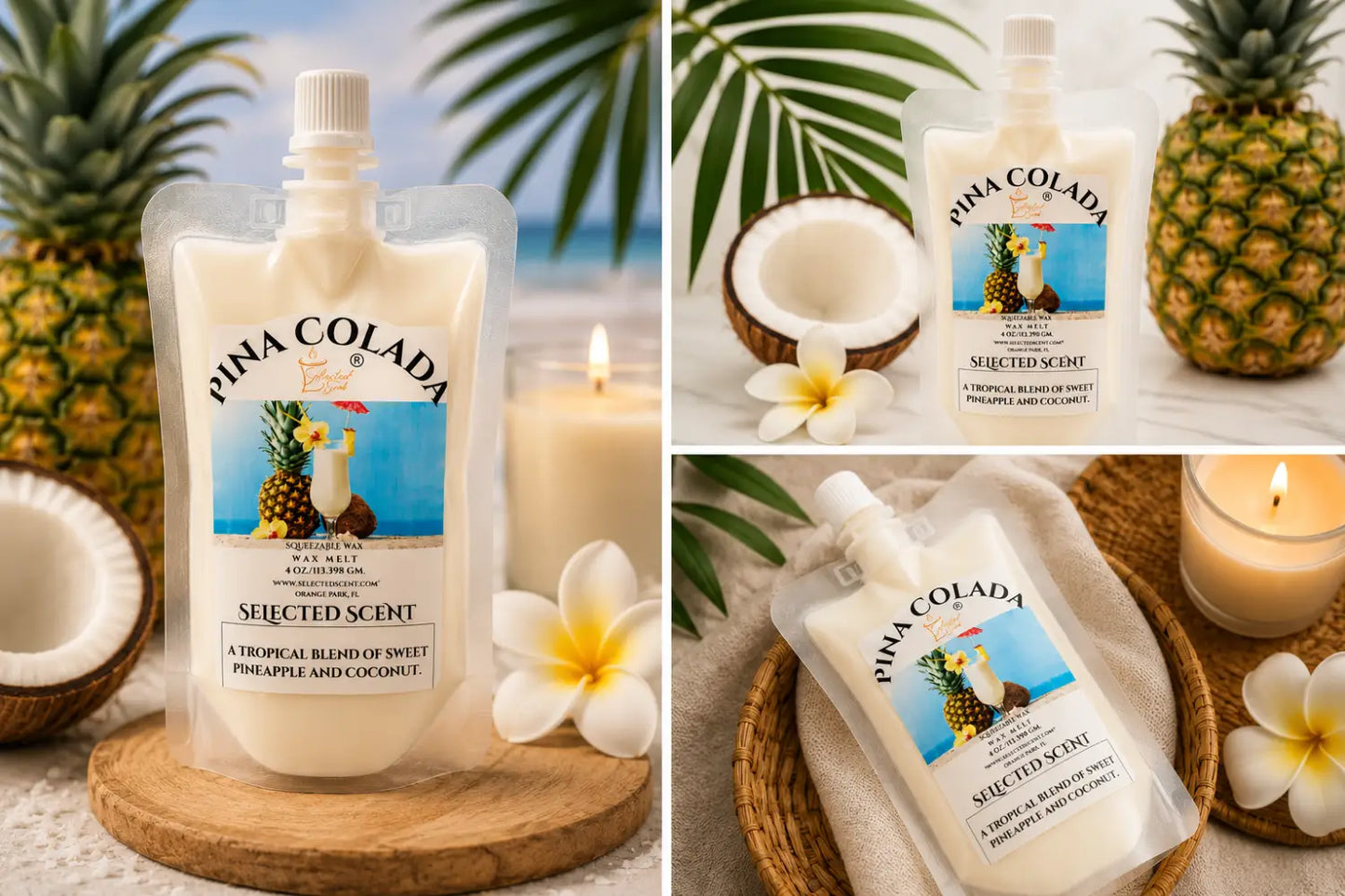 Pina colada squeezable wax melts selected scent