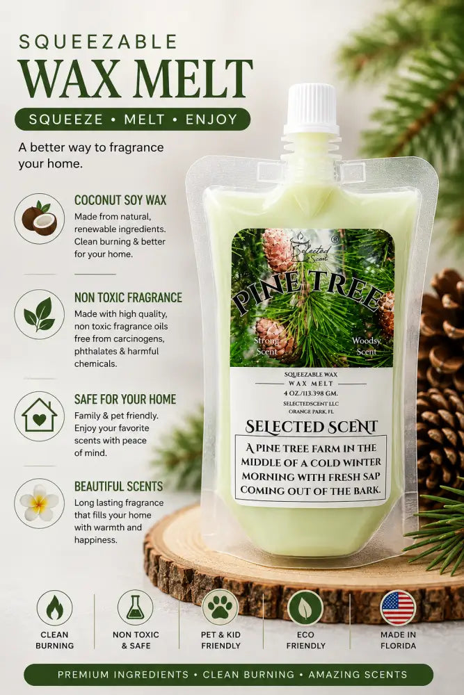 Pine tree squeezable wax melt long lasting fragrance