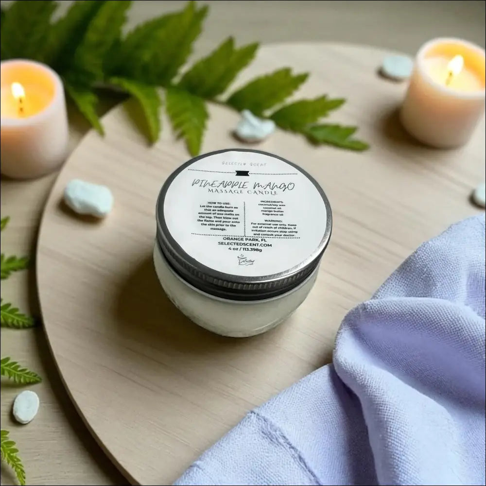 Pineapple mango massage candle 4 oz. With butter