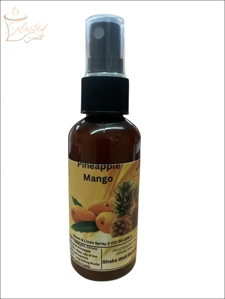 Selected Scent Pineapple Mango room spray bottle providing a Tropical Oasis For Home fragrance