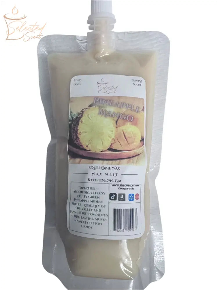 Selected Scent tropical wax melt for warmer with pineapple mango fragrance in squeezable pouch