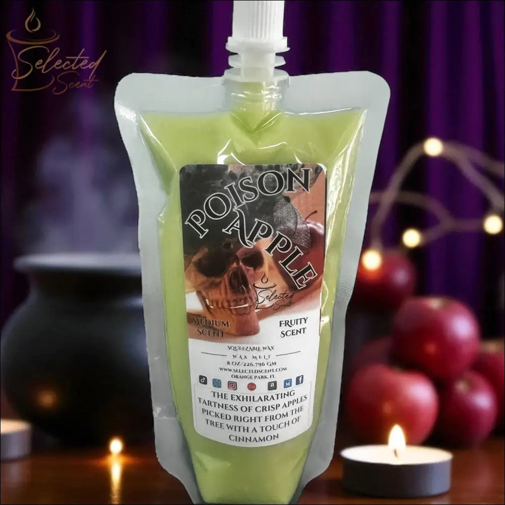 Selected Scent Poison Apple fragrance pouch with Fall Seasonal Favorites fruity scent and cinnamon notes