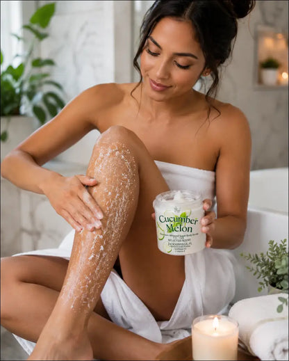 Premium cucumber melon whipped sugar body scrub