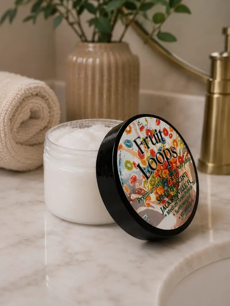 Premium fruit loops whipped sugar body scrub – sweet fruity exfoliation for silky smooth skin
