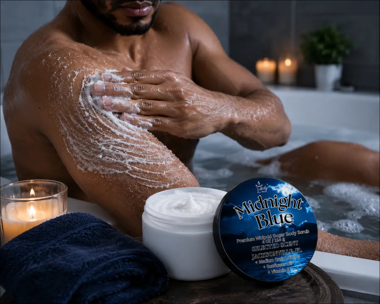 Premium midnight blue whipped sugar body scrub