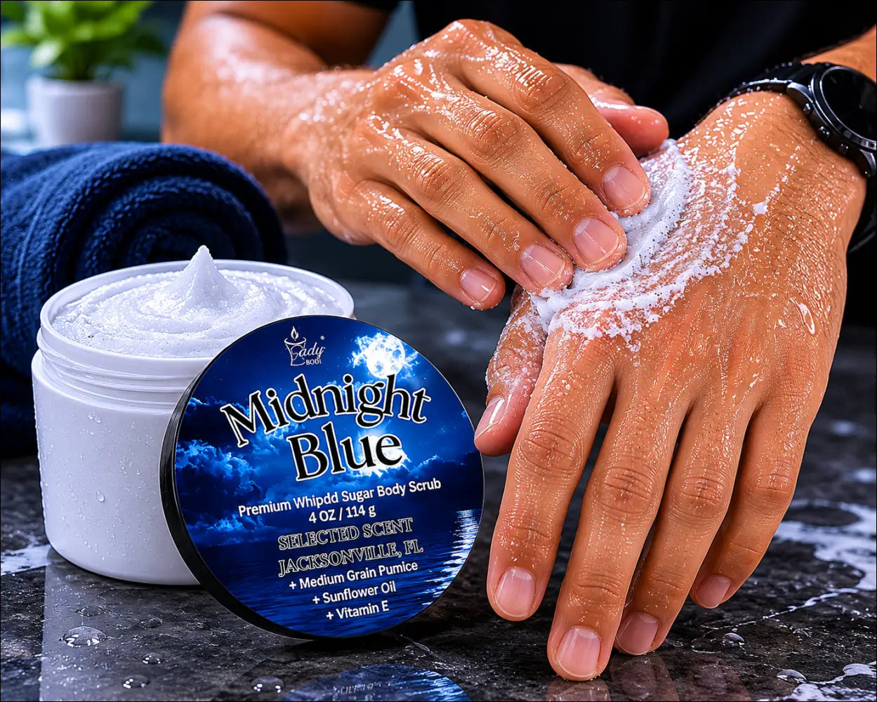 Premium midnight blue whipped sugar body scrub