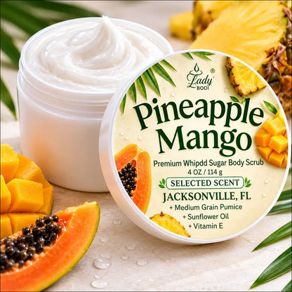Premium pineapple mango whipped sugar body scrub
