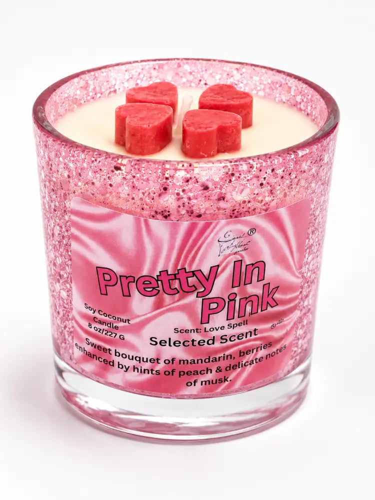 Pretty in pink 8 ounce candle – sweet fruity floral scented by selected scent