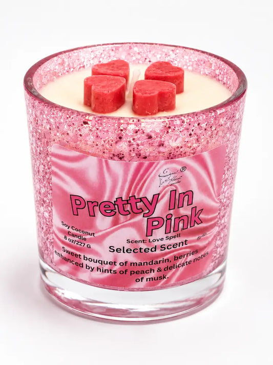 Pretty in pink 8 ounce candle – sweet fruity floral scented by selected scent