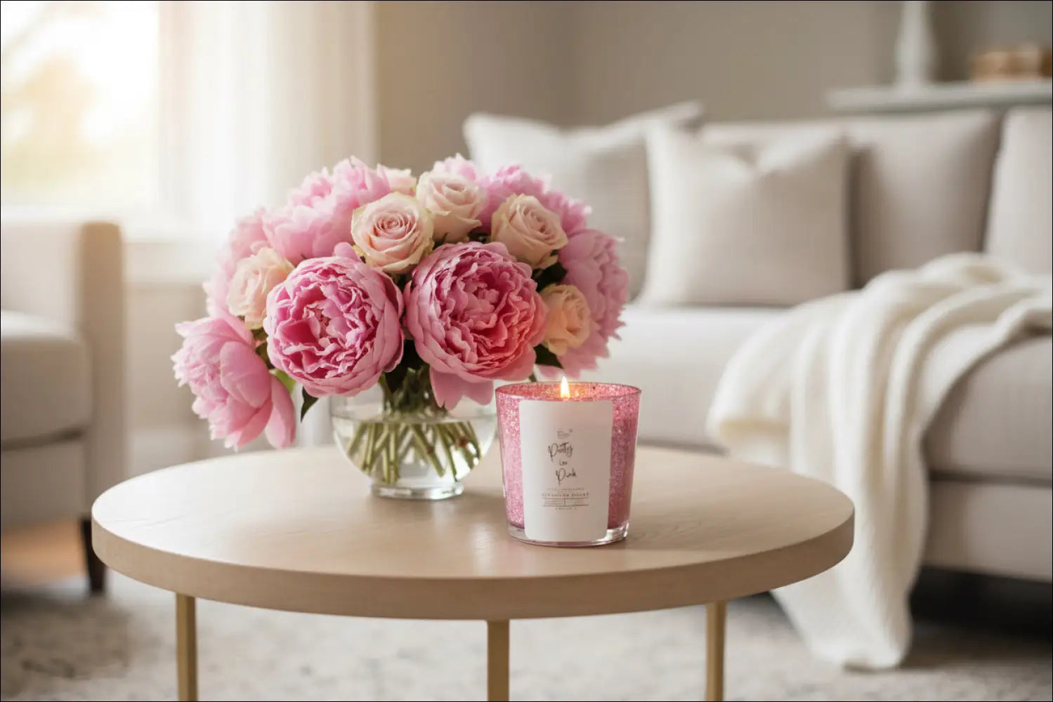 Pretty in pink 8 ounce luxury candle long lasting scented
