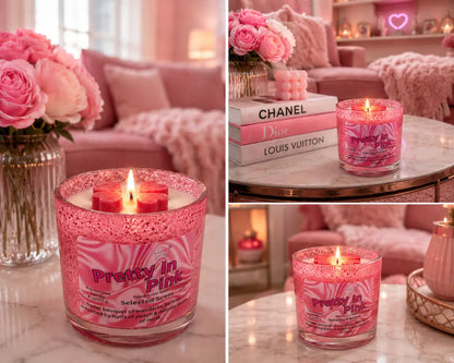 Pretty in pink 8 ounce candle – sweet fruity floral scented by selected scent