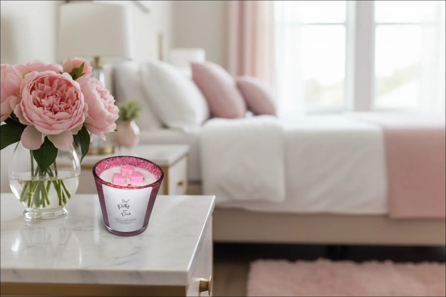 Pretty in pink 8 ounce luxury candle long lasting scented