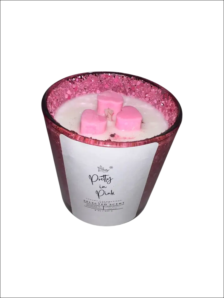 Pretty in pink 8 ounce luxury candle long lasting scented
