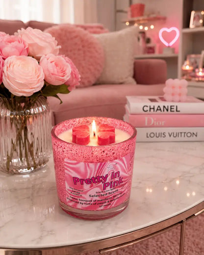 Pretty in pink 8 ounce candle – sweet fruity floral scented by selected scent