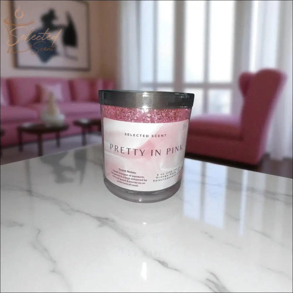 Pretty in Pink 8 Oz Specialty Candle Mandarin Bergamot Peach