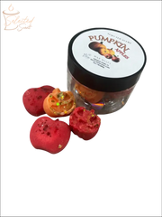 Selected Scent jar of pumpkin wax melts with glittered red and orange pieces autumn scented home wax melts