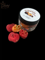 Selected Scent pumpkin shaped wax melts in red and orange jar with glitter for autumn scented home wax melts