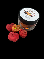 Selected Scent pumpkin shaped wax melts in red and orange jar with glitter for autumn scented home wax melts