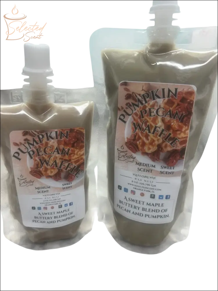 Selected Scent Pumpkin Pecan Waffle scented product pouches with Fall Seasonal Favorites label