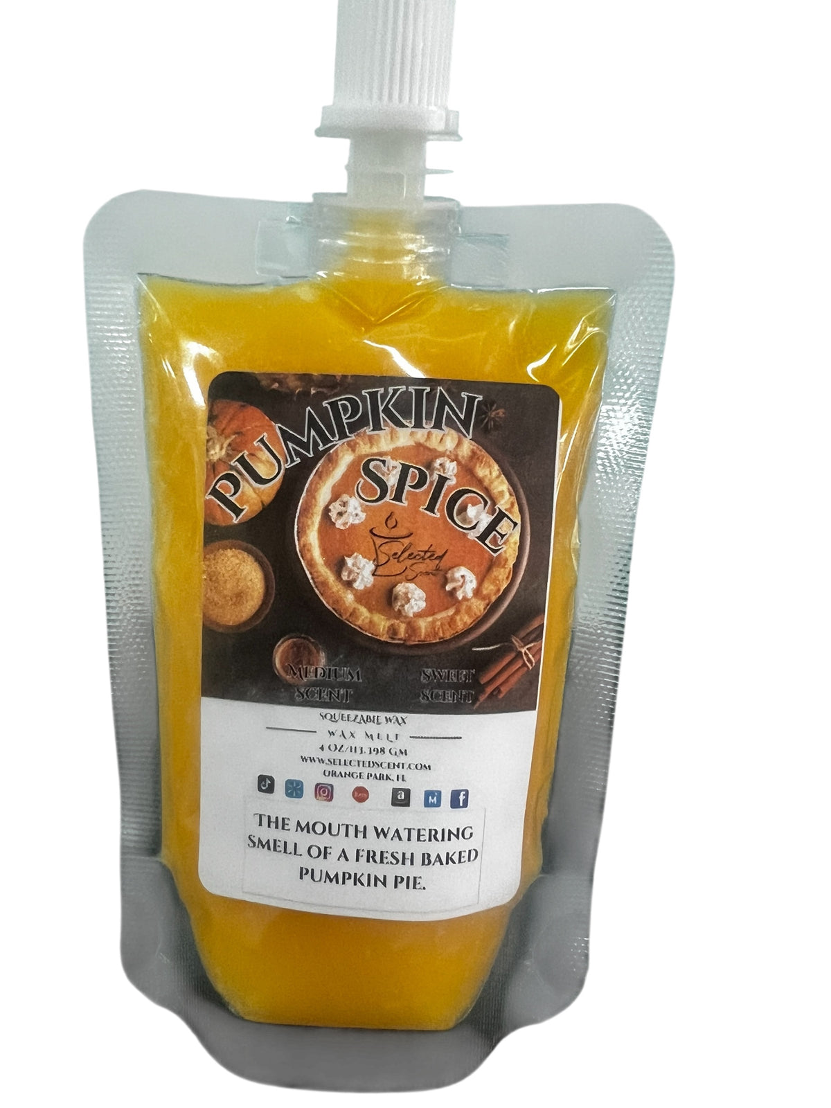 Selected Scent Pumpkin Spice pouch featuring fall seasonal favorites with fresh baked pumpkin pie scent