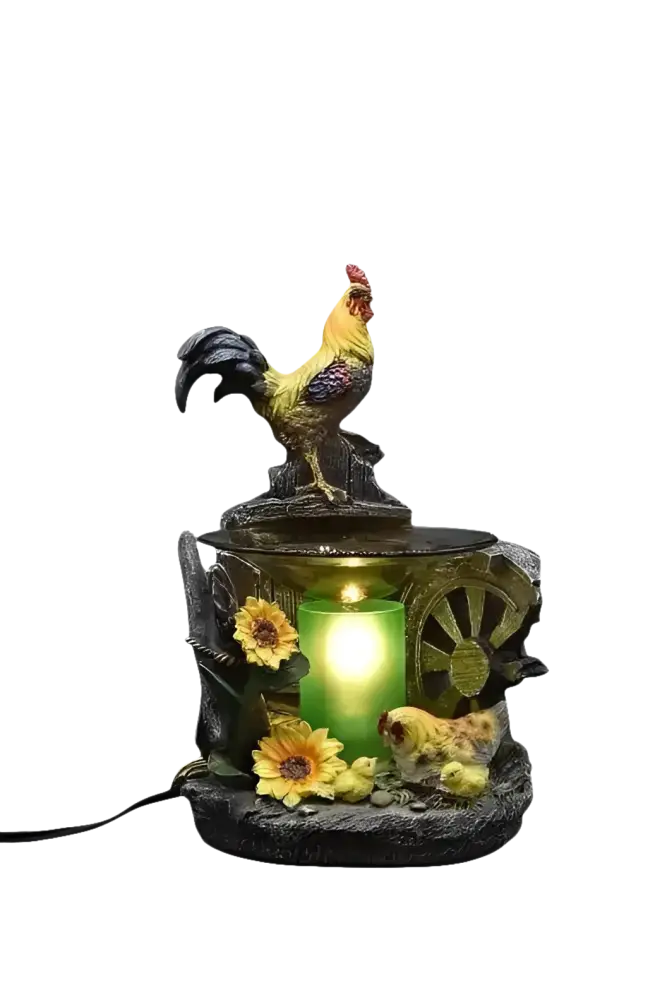 Rooster on fence wax and oil warmer electric decorative