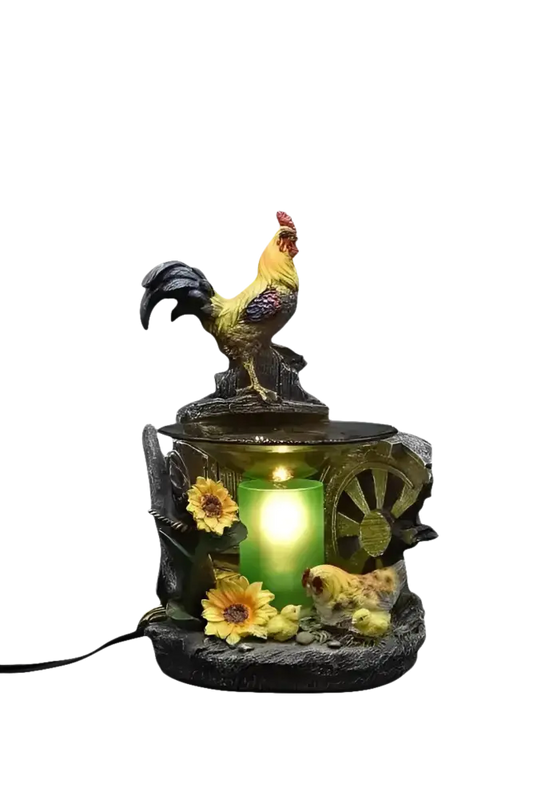 Rooster on fence wax and oil warmer electric decorative